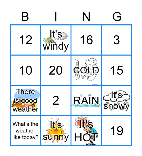 What's the weather? Ms. Campbell Bingo Card