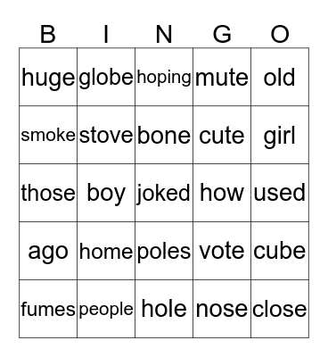 Unit 3 - Week 4 Sight Word Bingo Card