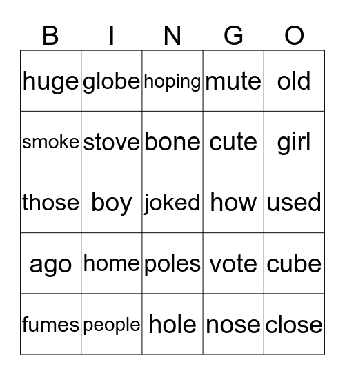 Unit 3 - Week 4 Sight Word Bingo Card