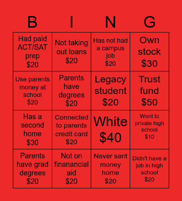 W Bingo Card