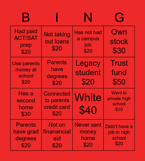 W Bingo Card