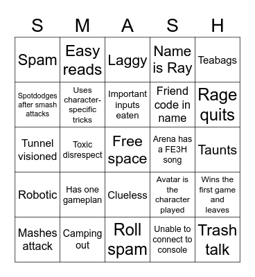 Smash Online Bingo Card