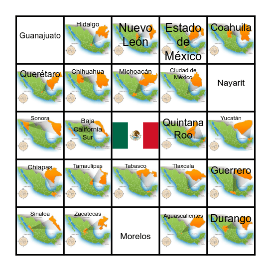 ESTADOS DE LA REPÚBLICA MEXICANA Bingo Card