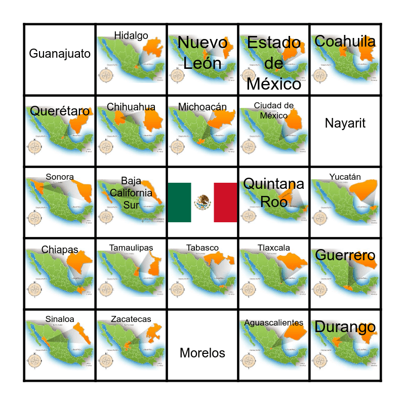 ESTADOS DE LA REPÚBLICA MEXICANA Bingo Card