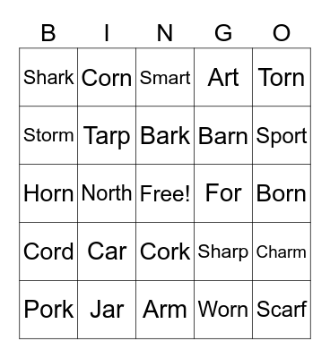 Ar/Or Bingo Card