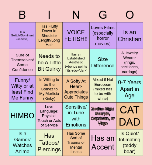 Soulmate BINGO Card Bingo Card