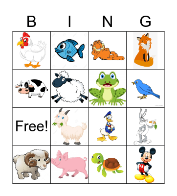 Farm Animals and Friends! Bingo Card