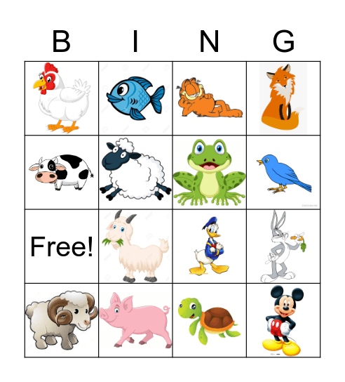 Farm Animals and Friends! Bingo Card