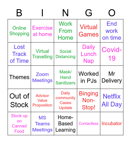 Lockdown Bingo Card