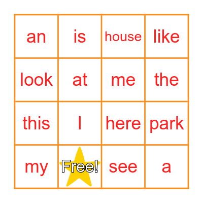 Snap Words: BINGO! Bingo Card