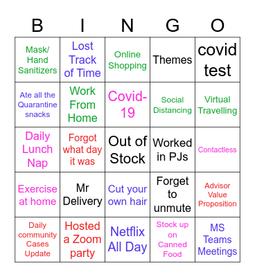 Lockdown Bingo Card