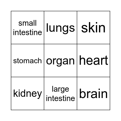 organs Bingo Card