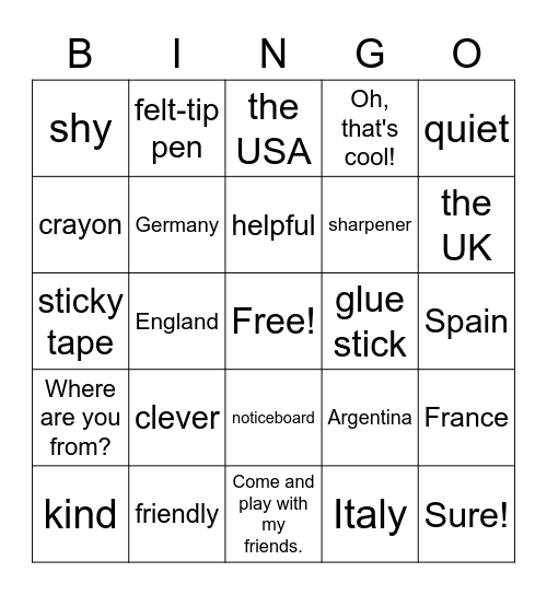 :) Bingo Card