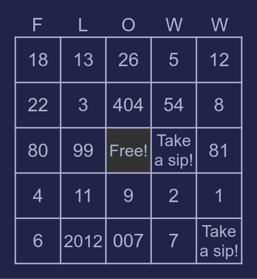 Floww Holiday Bingo Card