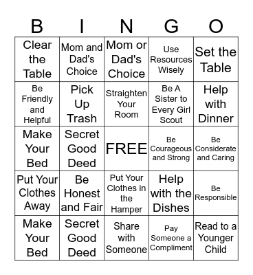 BROWNIE Bingo Card