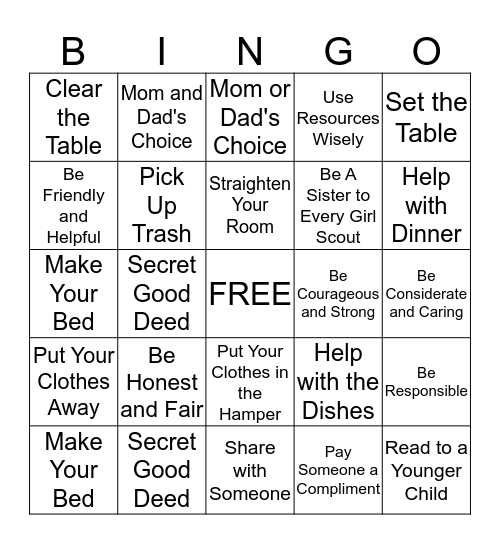 BROWNIE Bingo Card