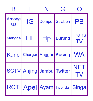 BINGO BERPOLA Bingo Card