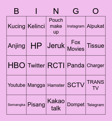 Nina’s Bingo Card