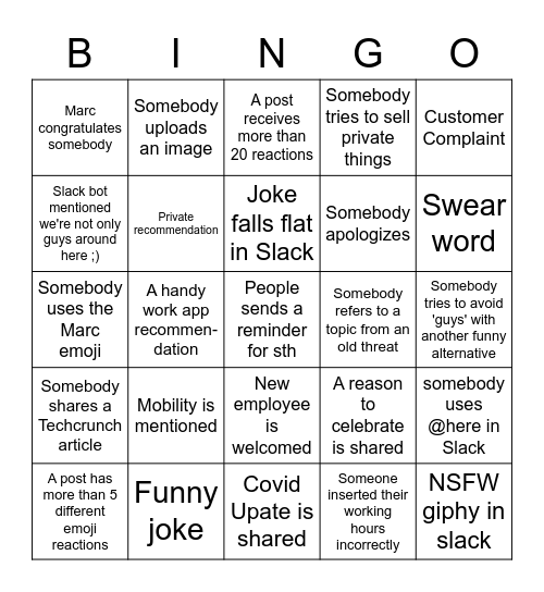 unu Bingo Card