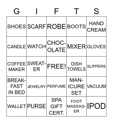 The Greatest Gift Bingo Card