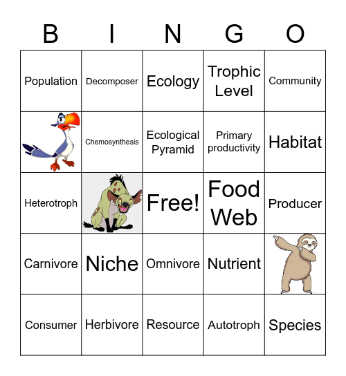 ECOLOGY BINGO Card