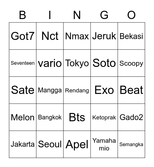 Lilis Bingo Card