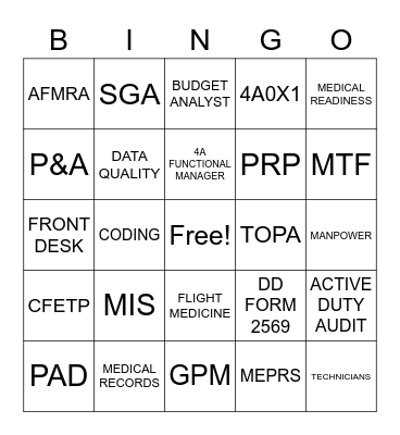 4A/MSC Appreciation Week Bingo Card