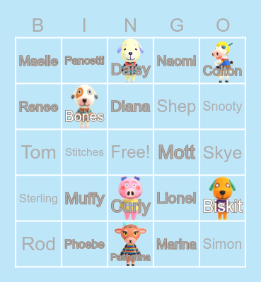 Animal Crossing (´・ω・`) Bingo Card