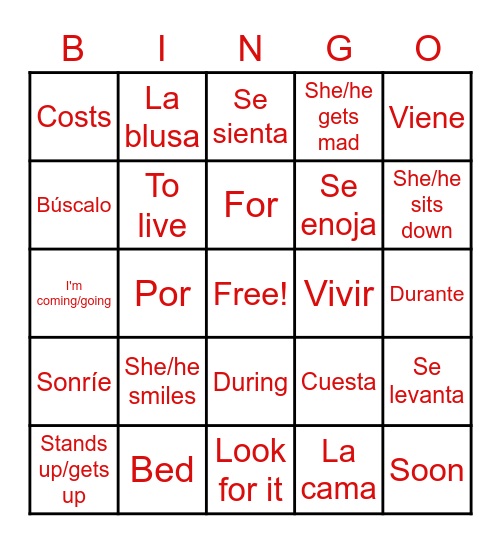 PA C2 Bingo Card