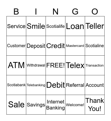 ScotiaBingo! Bingo Card