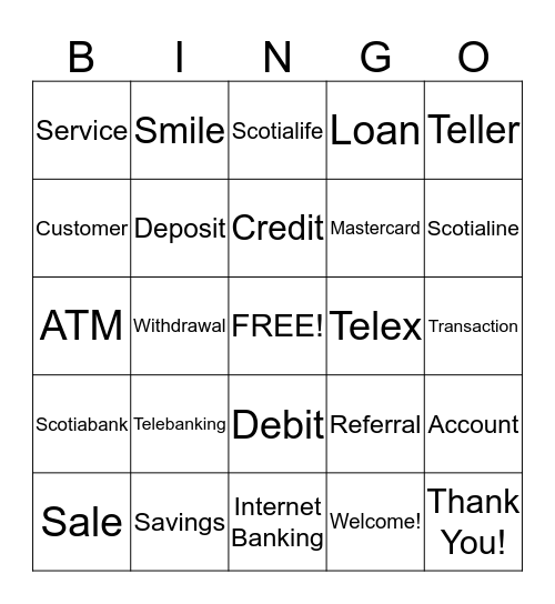 ScotiaBingo! Bingo Card