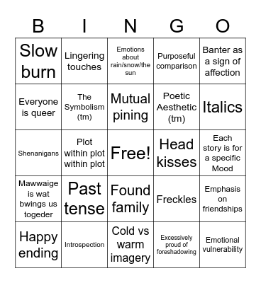 Any Story by Abbey Bingo Card
