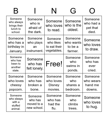Empathy Bingo Card