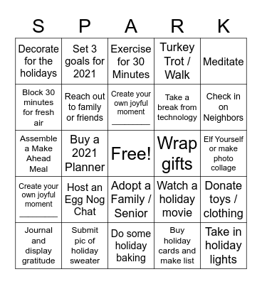 Spark Joy Playbook Bingo Card