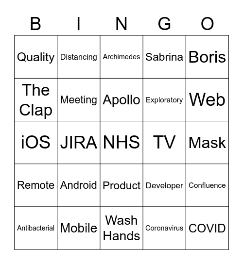 Testmas Bingo Card
