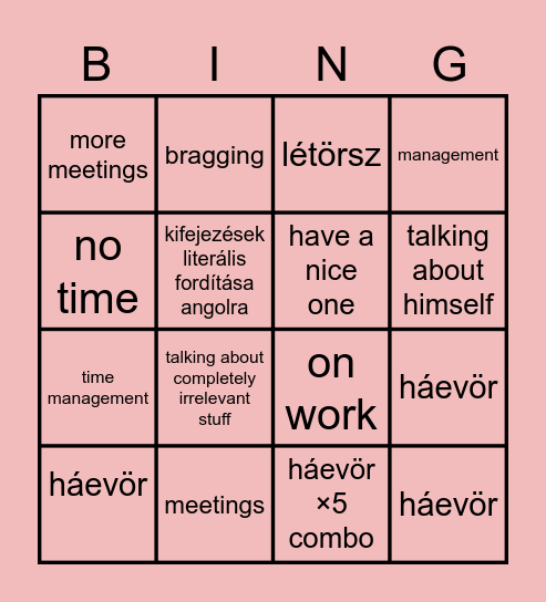 Nyugaty bingó Bingo Card