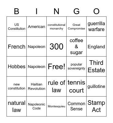 TCI Ch 15 Review Bingo Card