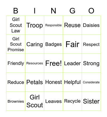 Daisy Brownie Bingo Bash Bingo Card