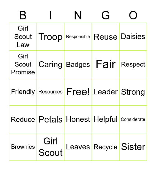 Daisy Brownie Bingo Bash Bingo Card