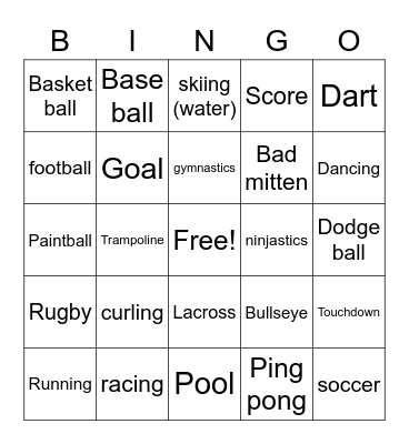 Sports bingo Card