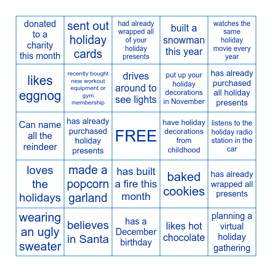 RDC SBU HOLIDAY Bingo Card