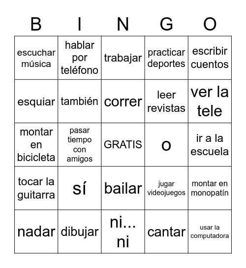 1-realidades capitulo 1a Bingo Card