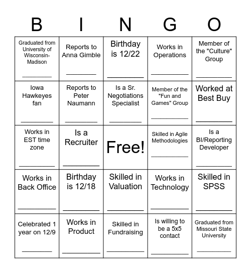 UHG Ventures | Structural Bingo Card