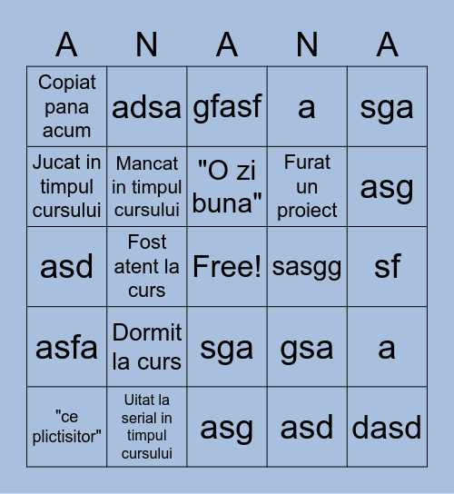 Activitati online Bingo Card