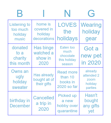 Holiday Bingo! Bingo Card