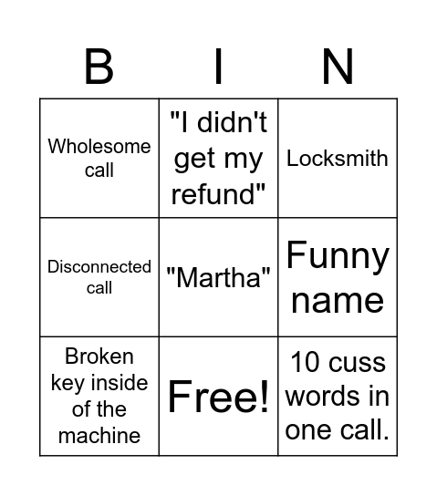 pain Bingo Card