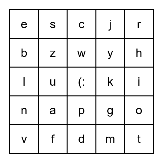 Alphabet Bingo! Bingo Card