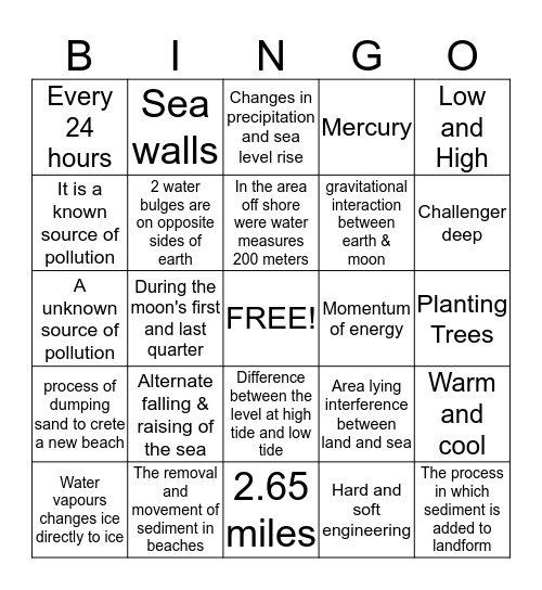 Ocean 1 Bingo Card