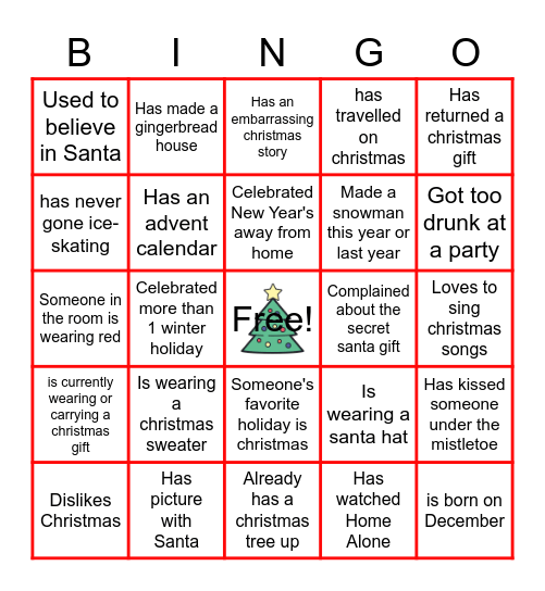 Christmas/New Year Bingo Card