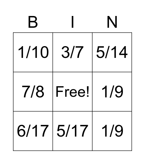 Probability bingo by Parker Toombs Bingo Card